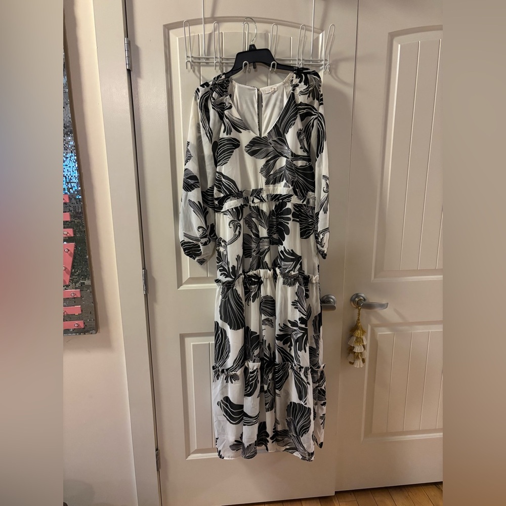 Black & White Maxi Tiered Dress